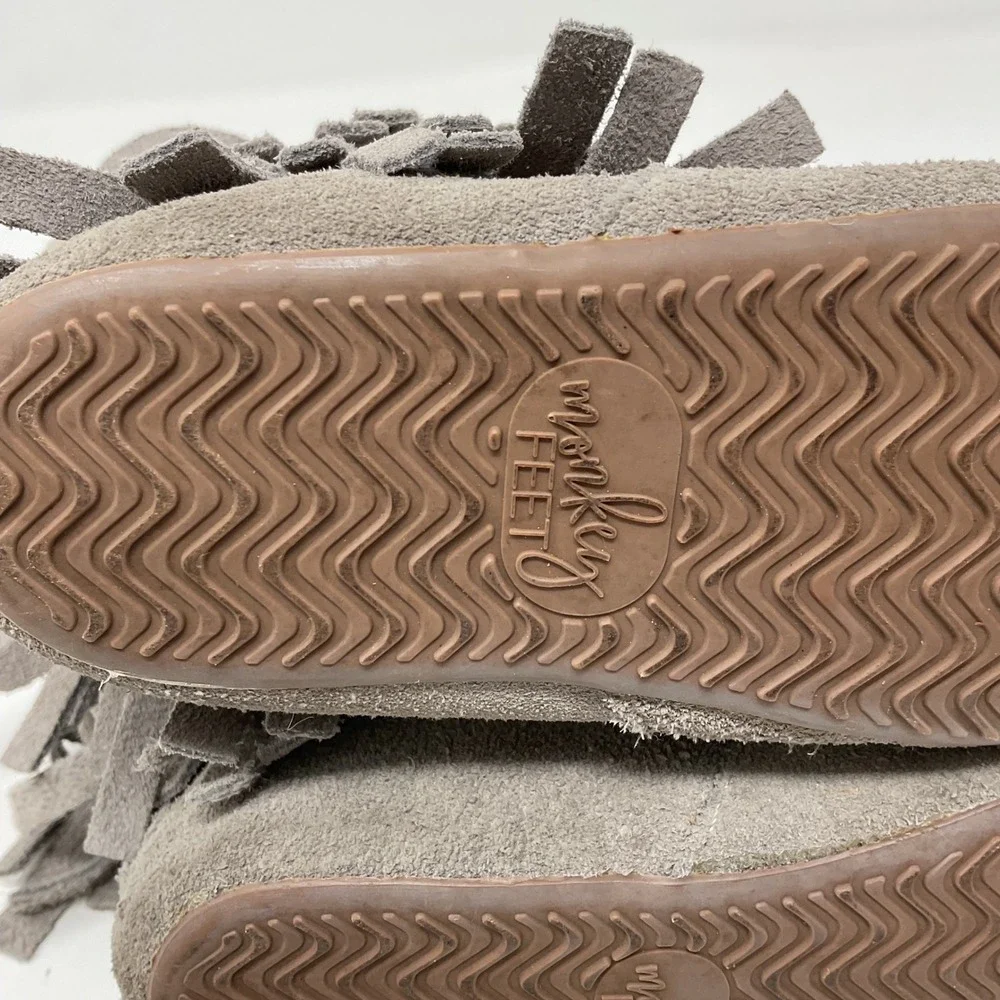Monkey Feet Kids Gray Suede Fringe Ankle Boots Size 18-24 Months Boho Zipper